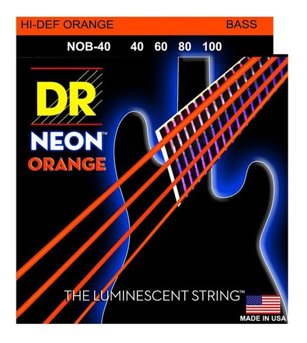 Encordoamento Baixo 4 Cordas Dr Strings Neon Orange 040