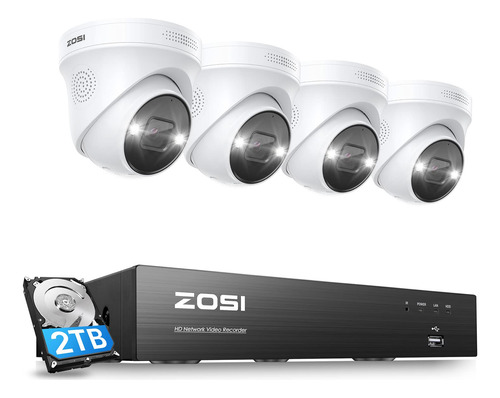 Zosi Sistema De Cmara De Seguridad 4k Spotlight Poe Con Disc