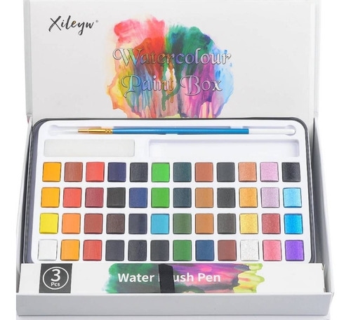 Imagem 4 de 8 de Aquarela Estojo 48 Cores-12 Metálicas-36 Solid Water Color
