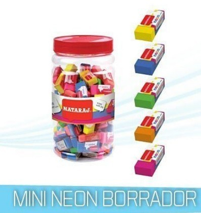 Goma De Borrar Mini Neón Nataraj 50 Unid