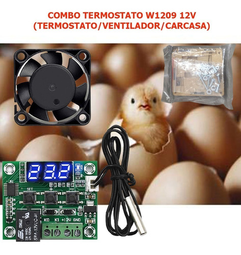 Termostato W1209 12v -50 A 110 C Incubadora +carcasa+ventila