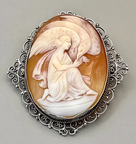 comprar Vintage Camafeo Colgante\u002Fbroche  En Plata 800 Y Nacar #7