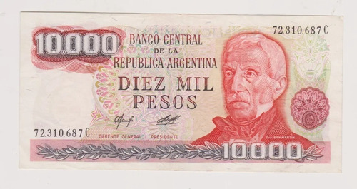 Billete Argentina 10000 $ Bottero 2484 Año 1978 Excelente +