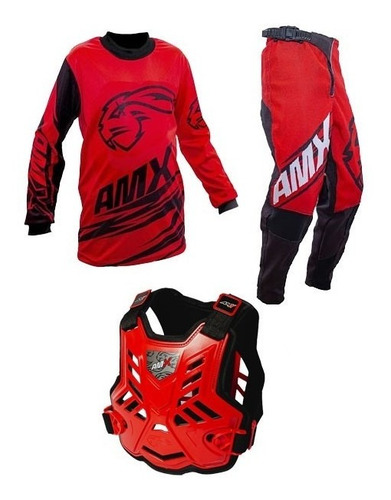 Kit Calça Camisa Infantil Classic Duo Colete Amx Vermelho 06
