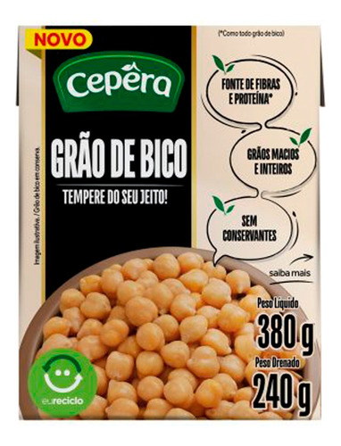 Grão De Bico Em Conserva 380g - Sem Conservantes - Cepêra