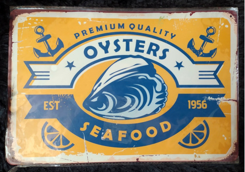 Letrero De Metal De Oysters Seafood