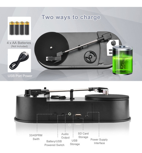 Conversor De Vinil Para Mp3 Com Slot Para Cartão Micro S