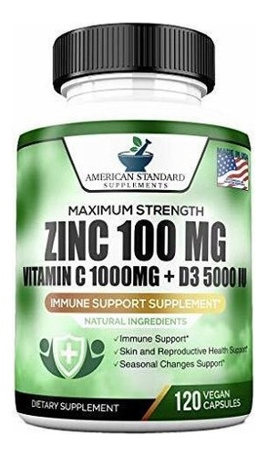 Zinc 100 Mg Vitamina C 1000 Mg Vitamina D 5000 Iu 120 Cap