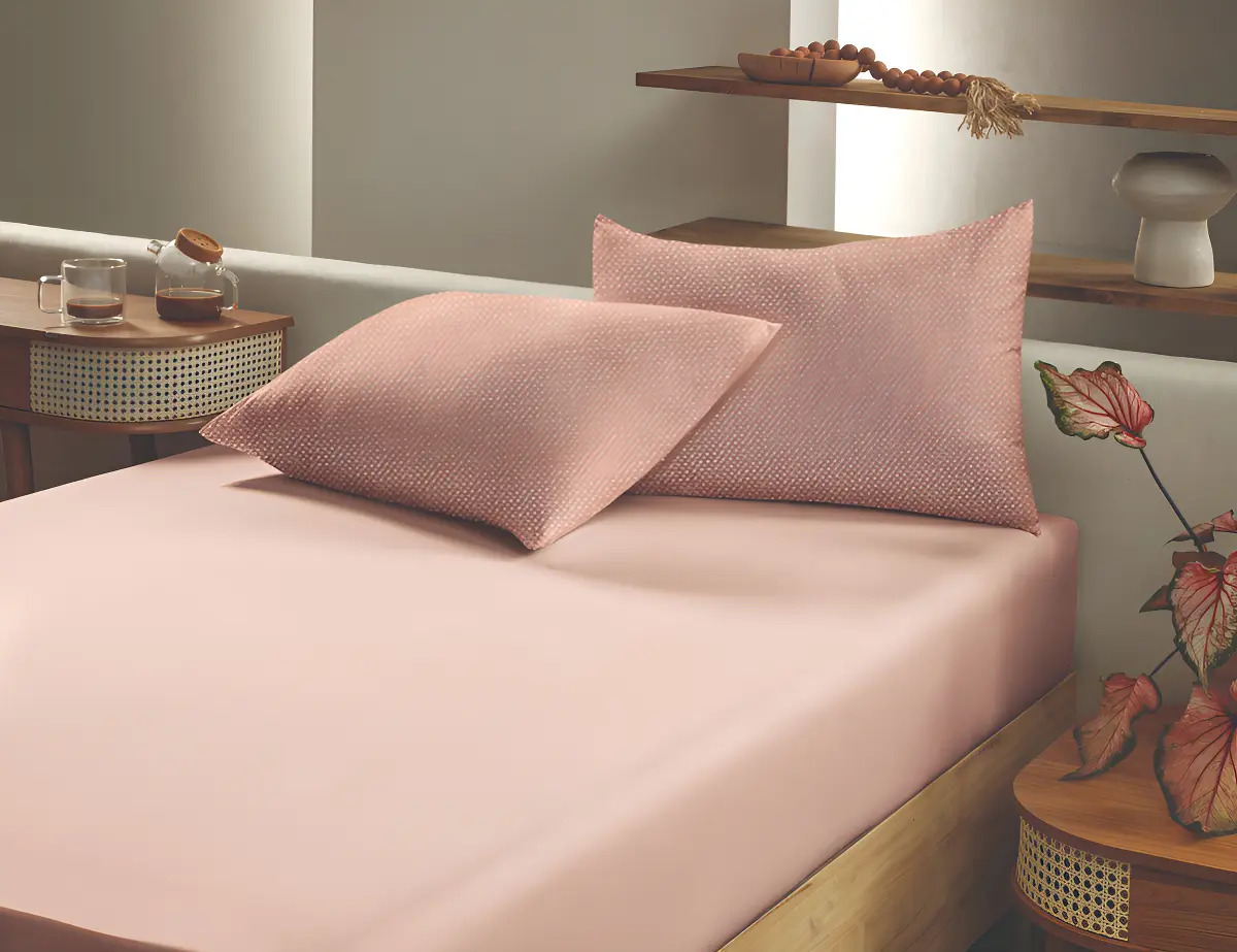 Jogo de Cama Casal Slim Organic Lençol Anti-Pilling Altenburg Rosa