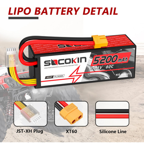 Batería Lipo 14.8v 4s 5200mah 80c Con Estuche Rígido