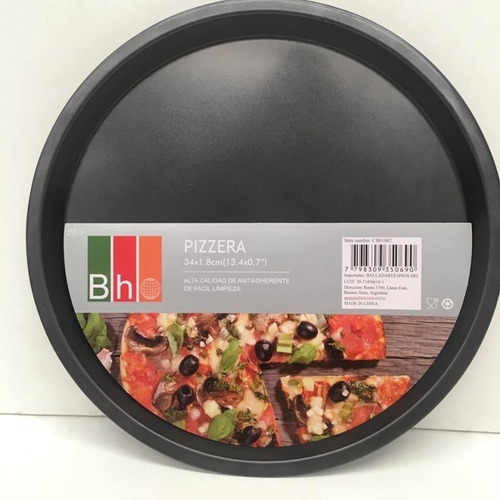 Pizzera Teflon Antiadherente  34 Cm Molde Pizza Bandeja
