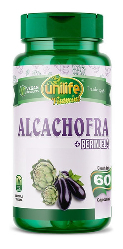 Alcachofra + Berinjela Unilife 60 Cápsulas 400mg Fibras Diet