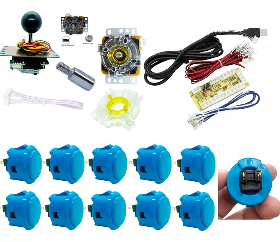 Kit Arcade Sanwa Original-palanca-pulsador-10 Btn Obsf-30