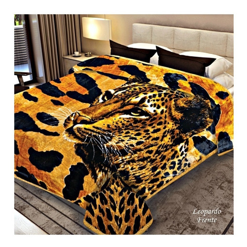 Frazada Kavanagh Símil piel triple reversible con diseño leopardo de 2.2m x 1.6m