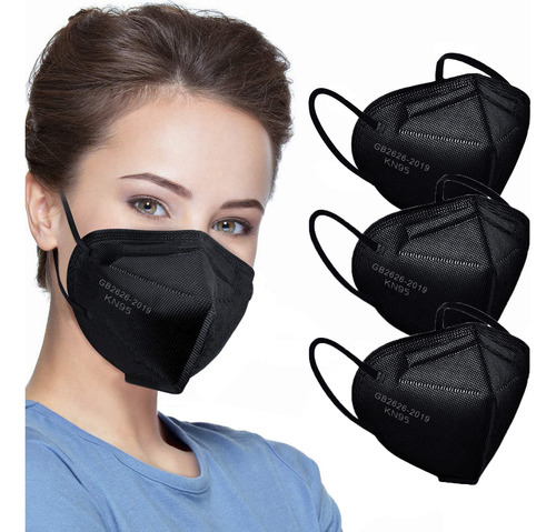 Kn95 Mascaras Faciales, Negro, Mascaras De Seguridad Con 5 C