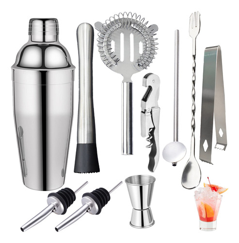 Cocktail Bar Set Kit, 10 Piezas Utensilios De Bar, Acero Ino