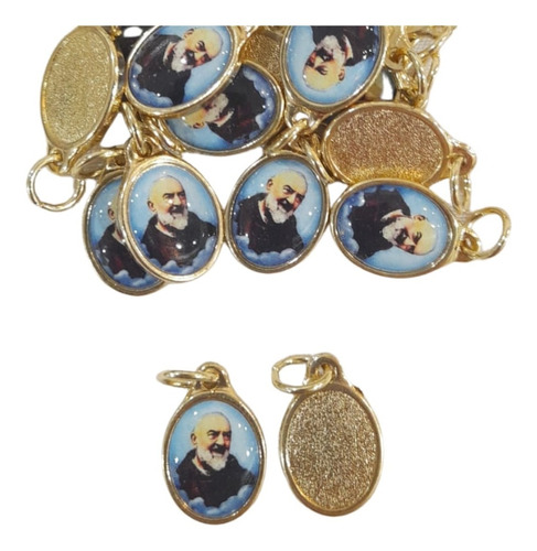 10 Medallas Dije Santo Padre Pio Religion Esmaltada 19mm