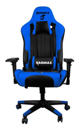 Cadeira de escritório Raidmax DK707 gamer ergonômica  preto e azul com estofado de couro sintético