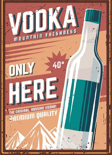 Letrero Impreso Vintage Vodka