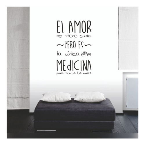 Vinilo Decorativo Frase Amor No Tiene Cura 60x35cm