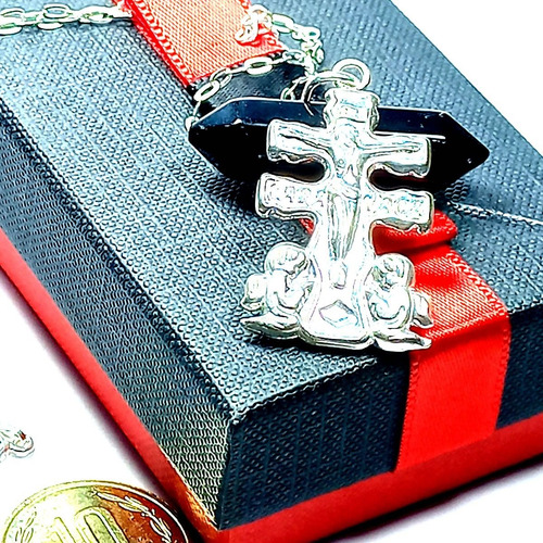 Cruz De Caravaca En Plata 925 + Cadena De Plata + Caja