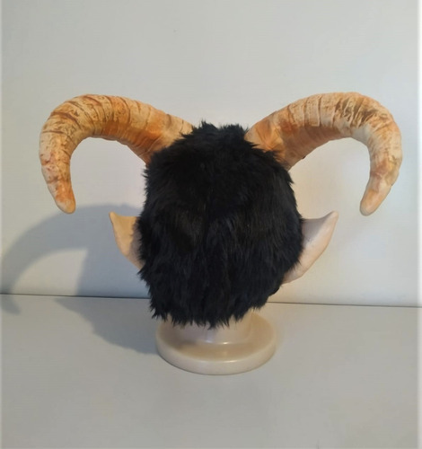 Máscara realista de diablo demonio con cuernos de Halloween Lucifer, color marrón