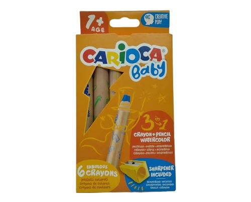 Crayones Acuarelables De Madera Carioca Gruesos Baby X6