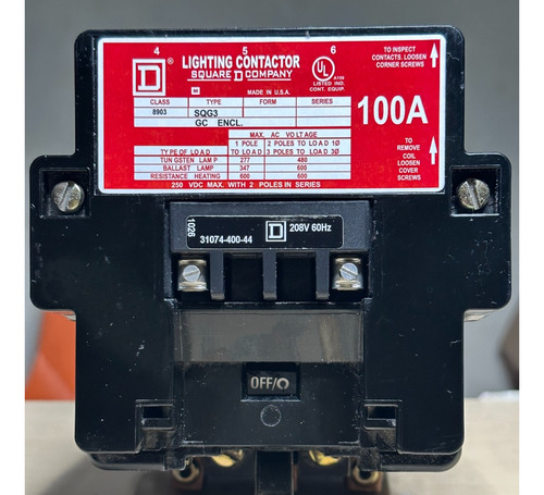 Contactor Magnetico Squared 8903 Sqg3 3 Polos 100 Amp