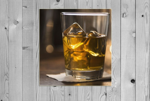 Cuadro 45x45cm Vaso Whisky Trago Hielo Bebidas Bar M4