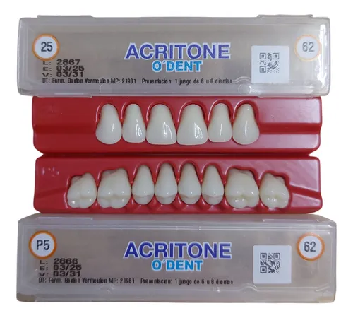 Dientes Acrilico X2 Color 62 A2 Claro Tableta Acritone