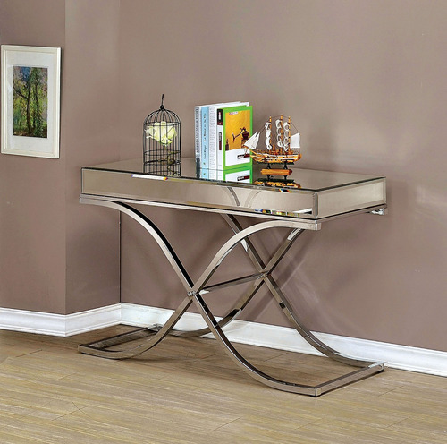 Imagen 3 de 10 de Mesa De Recibidor Cromada Elegante Espejos + ¡envio Gratis!