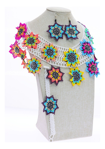 Set Collar De Flores + Aretes Y Pulsera Mujer Color 3