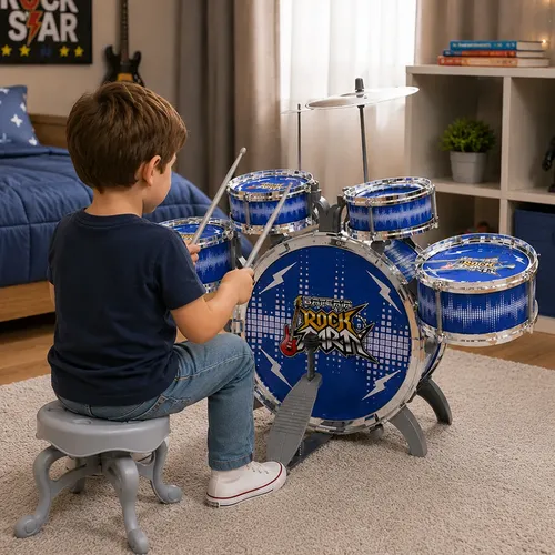 Bateria Infantil De Brinquedo Musical Mini Tambores Rock