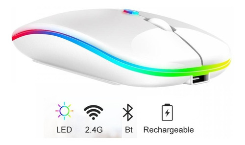 Imagen 2 de 4 de Mouse Bluetooth + Usb 2.4g Recargable Para Mac Win