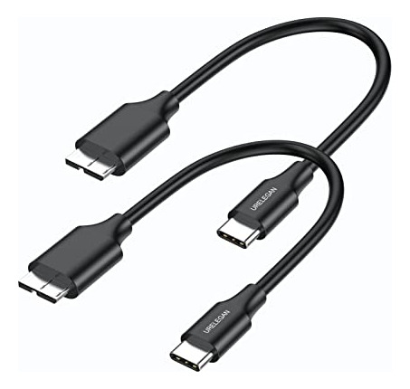 Cable De Disco Duro Micro B A Usb C, Paquete De 2 Pies, Usb