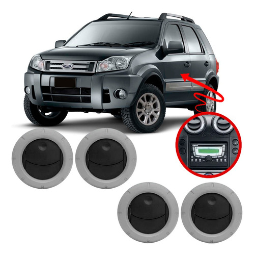 Kit 4 Difusor Saida De Ar Ecosport 2006 Á 2014 - Prata