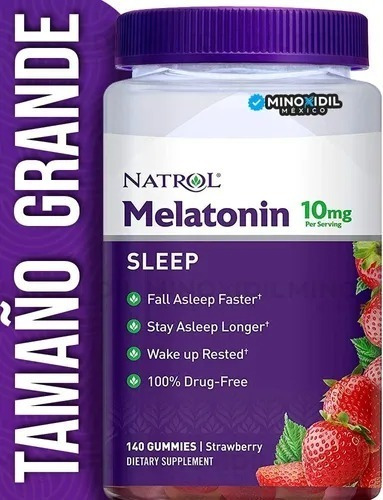 Melatonina 10 Mg Natrol | Tamaño Grande | 140 Gomitas Sabor Fresa