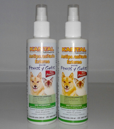 Spray Antipulgas Garrapaticida Kantal Perros Gatos 240ml 