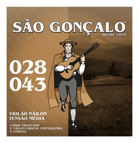 Encordoamento Cordas Violão Nylon Média 028 043 São Gonçalo