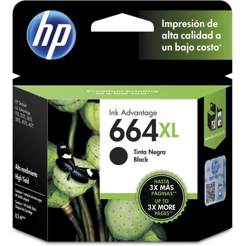 Imagen 1 de 5 de Cartucho De Tinta Hp 664xl Negro