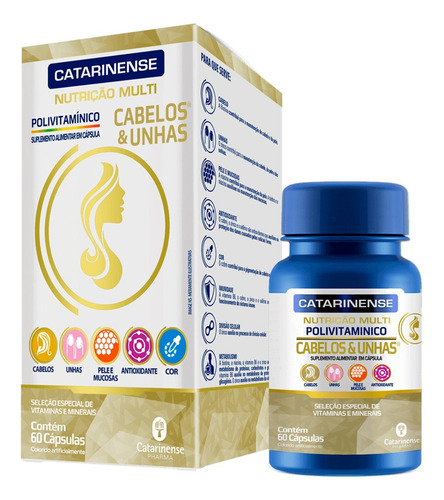 Multivitamínico Cabelos E Unhas 60 Cápsulas - Catarinense