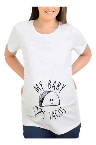 Camiseta De Manga Corta Con Estampado My Baby Loves Tacos Pa