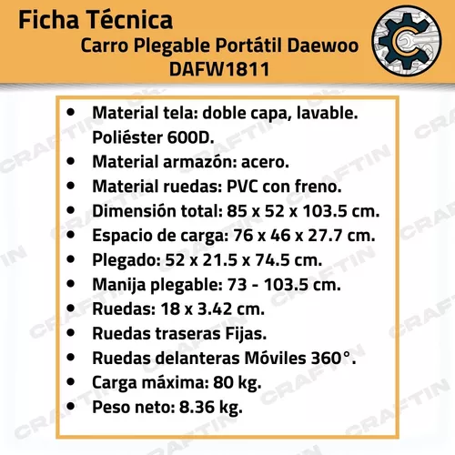 Carro Plegable Portátil - Daewoo Herramientas