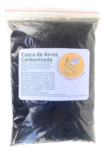 Casca De Arroz Carbonizada 4litros Ideal Substrato Suculenta