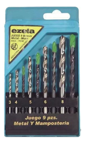 Set Brocas Ezeta Acero Rapido 3 A 8 Widia 4 A 8 - 9 Piezas