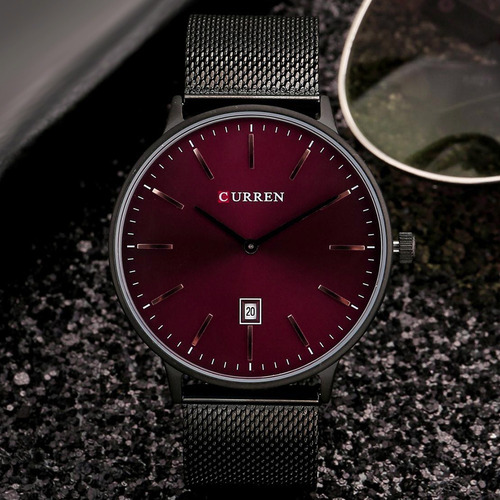 Relógio Masculino Casual Ultra Fino Original Curren Metálico
