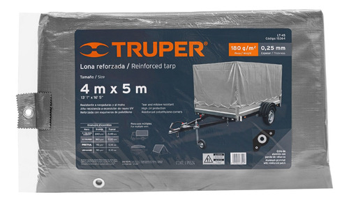 Carpa Lona Impermeable Reforzada 4x5 Mts Esp. 0.25 Mm Truper