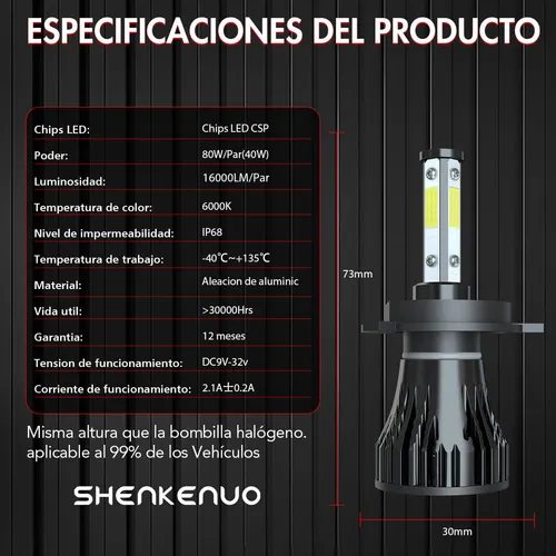 Kit De Faros Delanteros Csp Led Canbus 9003 H4 - 16000lm