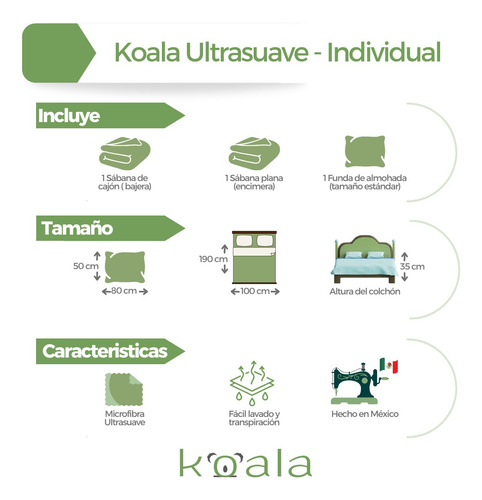 Especial Sábanas Koala Microfibra - Individual -elegir Color