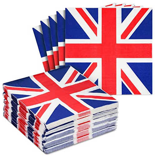 100 Pack De Servilletas Bandera Del Reino Unido Decorac...